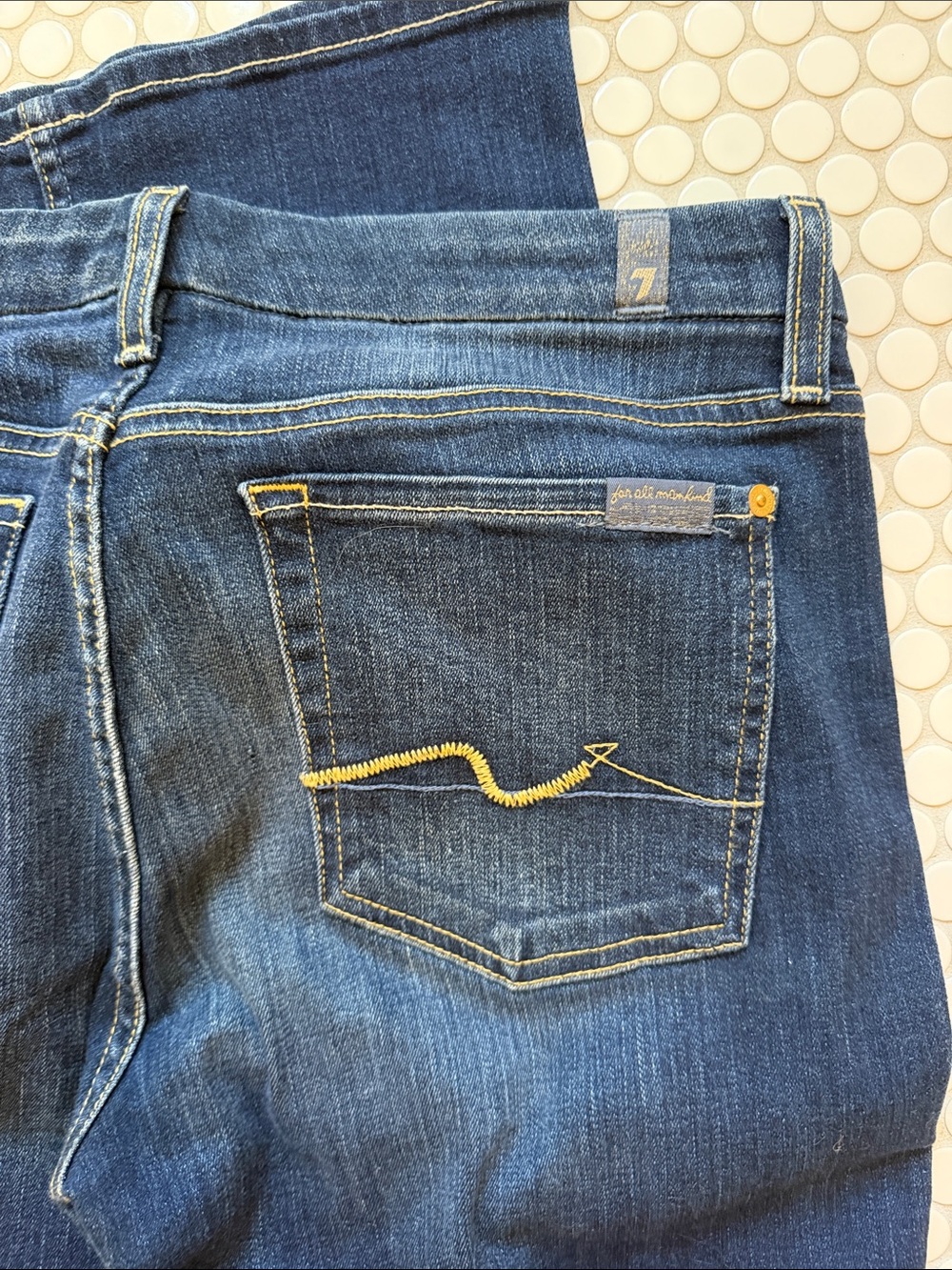 7 For All Mankind Dark Blue Flare Jeans - Picture 4 of 4
